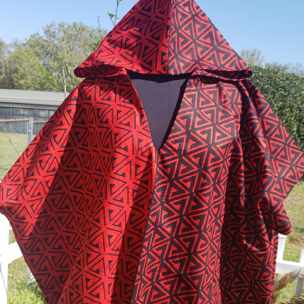 Geometric Red and Black Maxi Dress